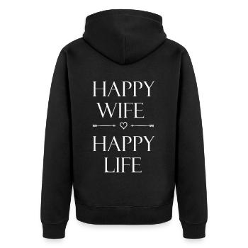 FEMME HEUREUSE VIE HEUREUSE Design - Veste à capuche bio Premium Unisexe - noir - Dos - Nico (187cm)