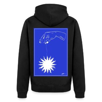 shine - Unisex Premium Organic Zip Hoodie - black - Back - Nico (187cm)