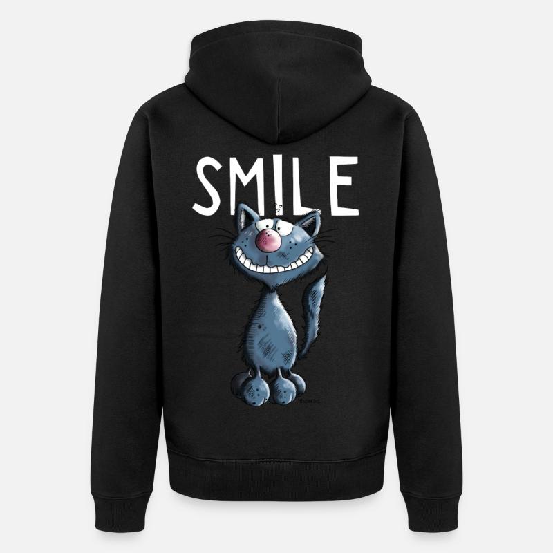 Drôle Chat dessin animé - Cadeau - Veste à capuche bio Premium Unisexe - noir