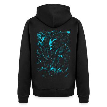 Chutullu - Lovecraft / Abstrakt Horror - Unisex Premium Bio Zip Hoodie - Schwarz - Hinten - Nico (187cm)