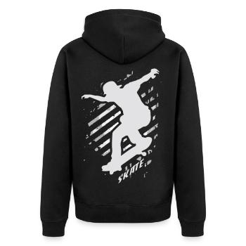 SK8R | Skate | Skater | Skateboard Skating - Unisex Premium Organic Zip Hoodie - black - Back - Nico (187cm)