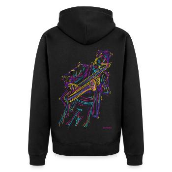 Jazz Sax - Unisex Premium Organic Zip Hoodie - black - Back - Nico (187cm)