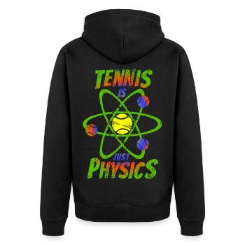 Tennis is just physic Back rainbow colors - Unisex Premium Organic Zip Hoodie - black - Back - Nico (187cm)