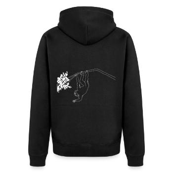 Affe lineart - Unisex Premium Bio Zip Hoodie - Schwarz - Hinten - Nico (187cm)