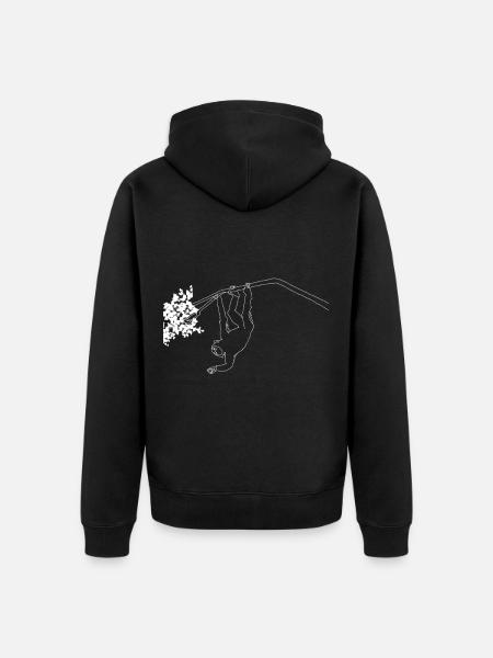 Monkey lineart - Unisex Premium Organic Zip Hoodie - black