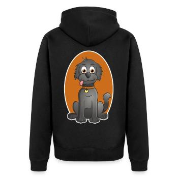 Illustration joyeuse d’un chien dans le style de dessin animé - Veste à capuche bio Premium Unisexe - noir - Dos - Nico (187cm)