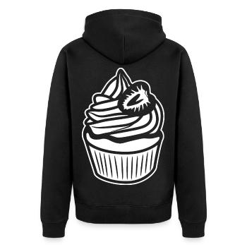 Torten Skizze - Unisex Premium Bio Zip Hoodie - Schwarz - Hinten - Nico (187cm)