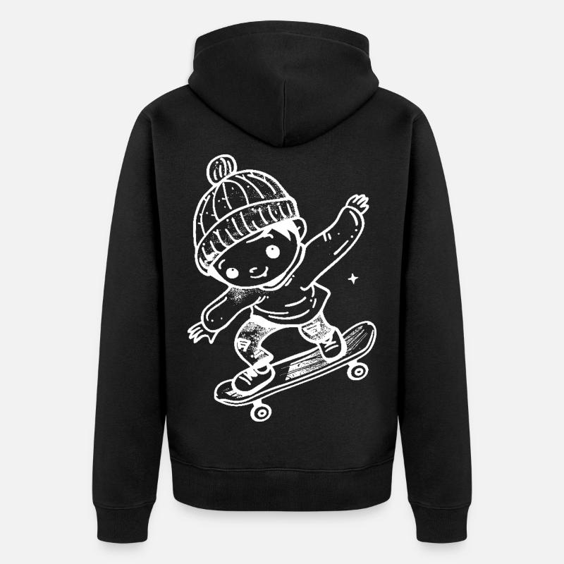Skateboard Kind Comic - Unisex Premium Bio Zip Hoodie - Schwarz