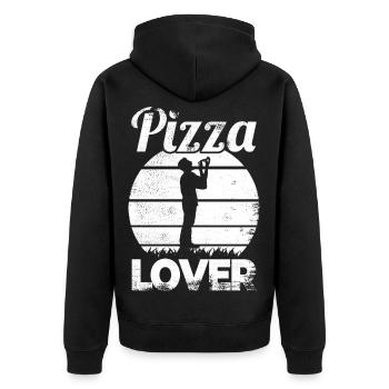 Pizza Enthusiast - Unisex Premium Organic Zip Hoodie - black - Back - Nico (187cm)