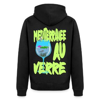 Mediterran aus Glas - Surealism petiteToulon - Unisex Premium Bio Zip Hoodie - Schwarz - Hinten - Nico (187cm)