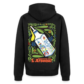 Huile d'olive au Beurre Salé Toulon - Veste à capuche bio Premium Unisexe - noir - Dos - Nico (187cm)