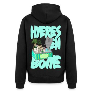 Hyères in einem Club - Unisex Premium Bio Zip Hoodie - Schwarz - Hinten - Nico (187cm)