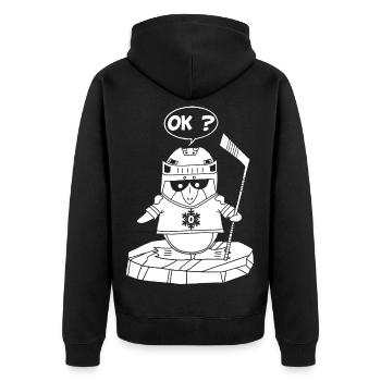White Sports Penguin - Unisex Premium Organic Zip Hoodie - black - Back - Nico (187cm)