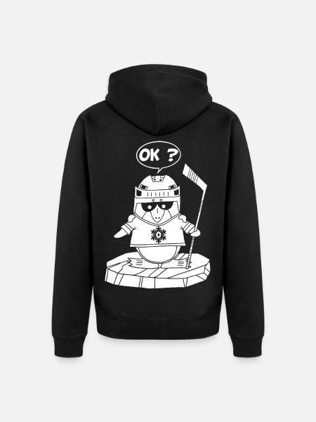 Weißer Sportpinguin - Unisex Premium Bio Zip Hoodie - Schwarz