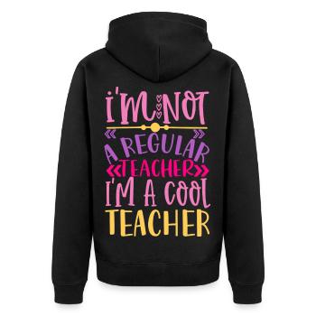 Cooler Lehrer – Lustiges Geschenk für Lehrer - Unisex Premium Bio Zip Hoodie - Schwarz - Hinten - Nico (187cm)