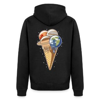 "Frozen Galaxy Treat - Cônes Terre et Planète - Veste à capuche bio Premium Unisexe - noir - Dos - Nico (187cm)