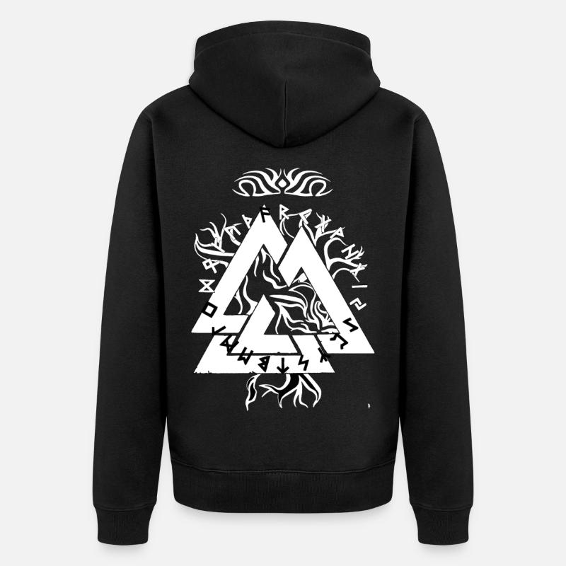 Magic Rune Triangle design - Unisex Premium Organic Zip Hoodie - black