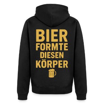 Bier formte diesen Körper Shirt lustig Männer - Unisex Premium Bio Zip Hoodie - Schwarz - Hinten - Nico (187cm)