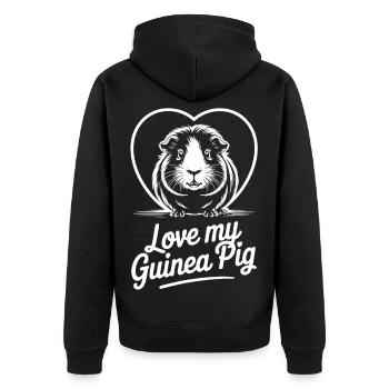 Liebe Meerschweinchen Herz Motiv - Unisex Premium Bio Zip Hoodie - Schwarz - Hinten - Nico (187cm)