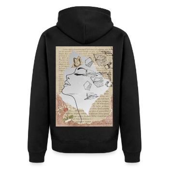 Rêve littéraire : Face avec des papillons - Veste à capuche bio Premium Unisexe - noir - Dos - Nico (187cm)