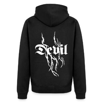 Demonic Vines Gothic Font, Devil Streetwear - Veste à capuche bio Premium Unisexe - noir - Dos - Nico (187cm)
