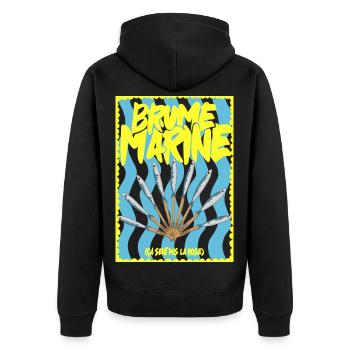 Brume Marine et  éventaile de sardines - Veste à capuche bio Premium Unisexe - noir - Dos - Nico (187cm)