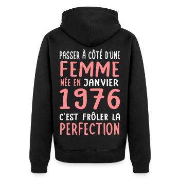 50th Birthday - Born in January 1976 - Unisex Premium Organic Zip Hoodie - black - Back - Nico (187cm)