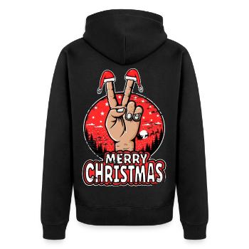 Joyeux Noël Signe de Paix Motif Rose Utilisé - Veste à capuche bio Premium Unisexe - noir - Dos - Nico (187cm)