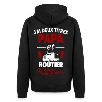 Dad and Truck Driver Gift Idea - Unisex Premium Organic Zip Hoodie - black - Back - Nico (187cm)