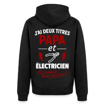 Vater-Elektriker-Weihnachts-Vatertagsgeschenk-Idee - Unisex Premium Bio Zip Hoodie - Schwarz - Hinten - Nico (187cm)