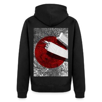 Inflation des tours - Veste à capuche bio Premium Unisexe - noir - Dos - Nico (187cm)