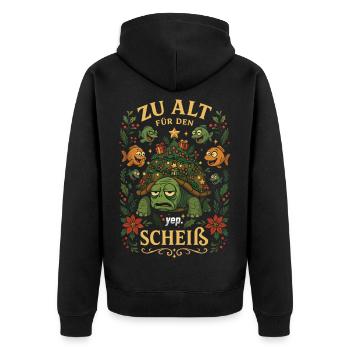 Zu Alt Für Den Scheiß – Schildkröte Weihnachten - Unisex Premium Bio Zip Hoodie - Schwarz - Hinten - Nico (187cm)