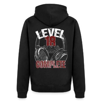 Niveau 18 Conception complète de l’anniversaire du joueur - Veste à capuche bio Premium Unisexe - noir - Dos - Nico (187cm)