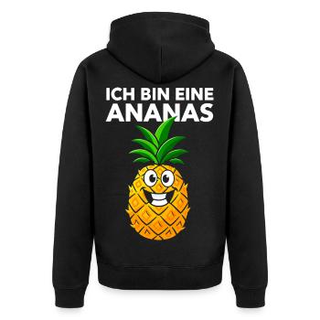 Ananas Kostüm Fasching Karneval Obst verkleiden - Unisex Premium Bio Zip Hoodie - Schwarz - Hinten - Nico (187cm)