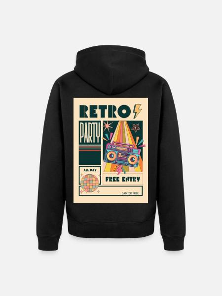 Retro Party Boombox Neon - Unisex Premium Organic Zip Hoodie - black