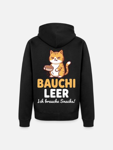 Bauchi leer Katze mit Kaffee - Unisex Premium Bio Zip Hoodie - Schwarz