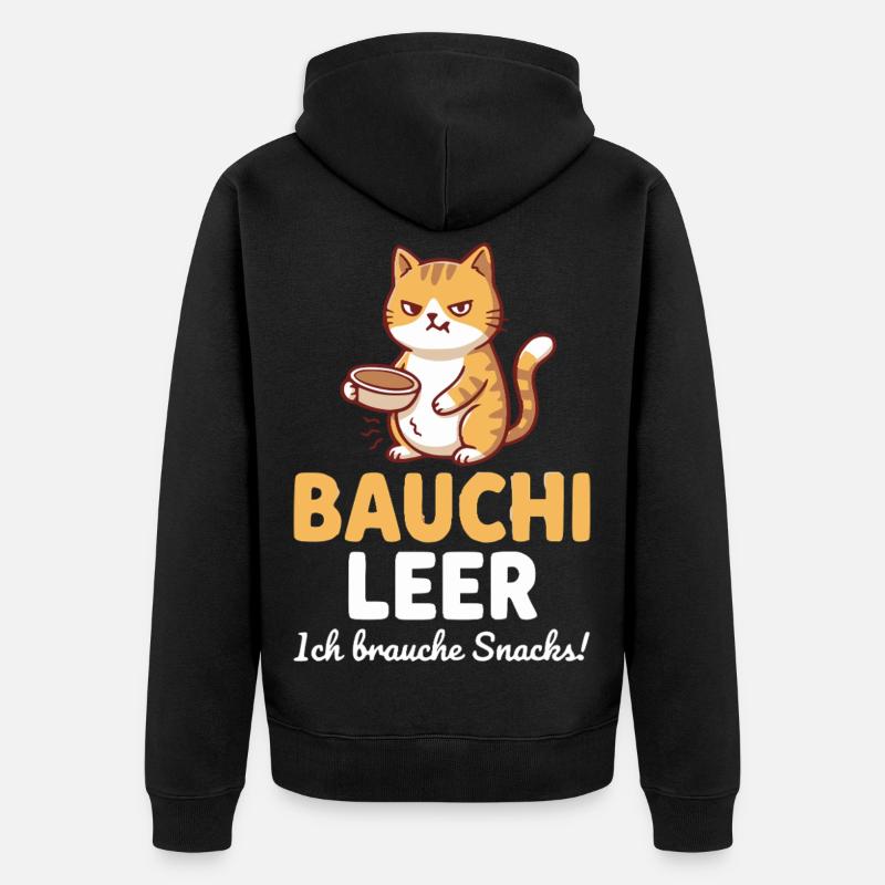 Bauchi leer Katze mit Kaffee - Unisex Premium Bio Zip Hoodie - Schwarz
