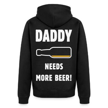 Papa a besoin de plus de bière ! (Papa / Papa / Bière / NÉGATIF) - Veste à capuche bio Premium Unisexe - noir - Dos - Nico (187cm)