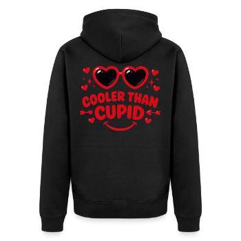 Cooler als Amor Retro-Herzen - Unisex Premium Bio Zip Hoodie - Schwarz - Hinten - Nico (187cm)