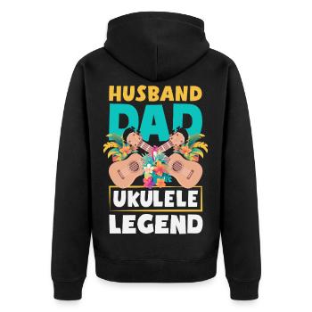 Mari Papa Ukulélé Légende Drôle Fête des Pères - Veste à capuche bio Premium Unisexe - noir - Dos - Nico (187cm)