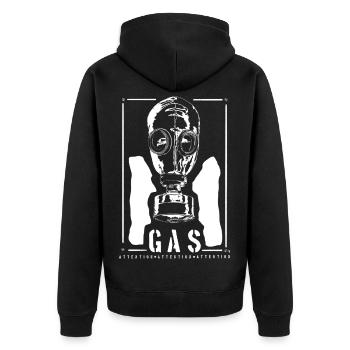 Note industrielle sur le masque à gaz BIRD - Veste à capuche bio Premium Unisexe - noir - Dos - Nico (187cm)