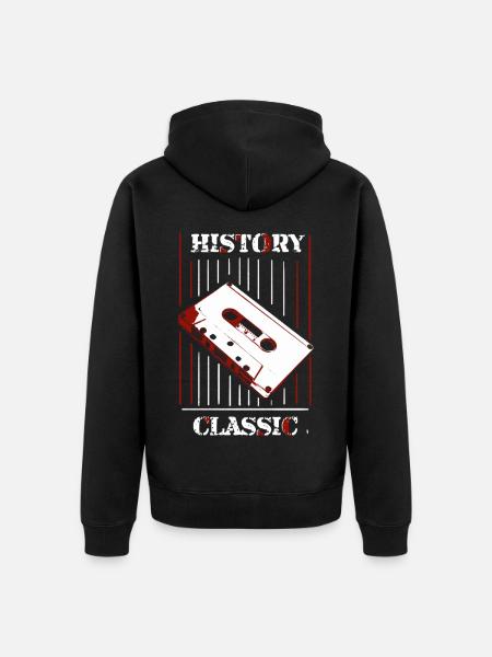 Geschichte & Klassiker: Retro-Kassette - Unisex Premium Bio Zip Hoodie - Schwarz