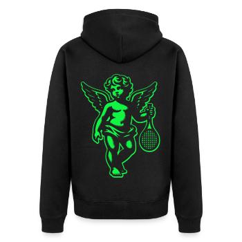 Chemise de tennis Angel Cherub Rétro Renaissance vert néon - Veste à capuche bio Premium Unisexe - noir - Dos - Nico (187cm)