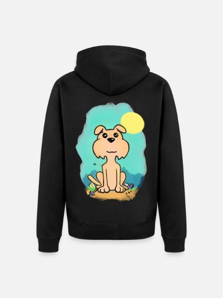 Look drôle de chien de plage en aquarelle - Veste à capuche bio Premium Unisexe - noir