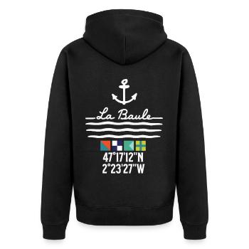 Ancre et vagues La Baule Coordonnées - Veste à capuche bio Premium Unisexe - noir - Dos - Nico (187cm)