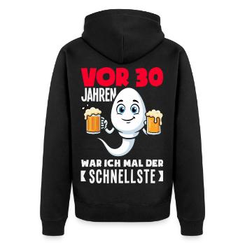 Vor 30 Jahren Der Schnellste - Unisex Premium Bio Zip Hoodie - Schwarz - Hinten - Nico (187cm)