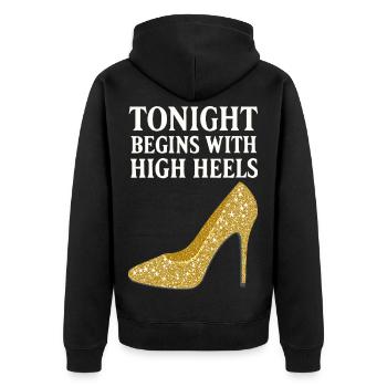 Talons hauts pailletés – Ce soir commence par... - Veste à capuche bio Premium Unisexe - noir - Dos - Nico (187cm)