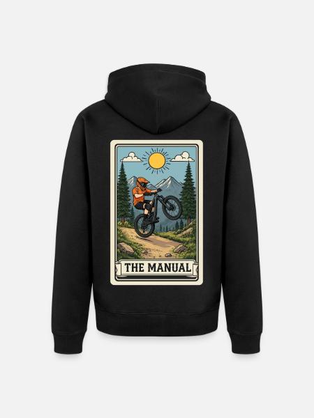Manual-Trick im Mountainbike-Trail - Unisex Premium Bio Zip Hoodie - Schwarz