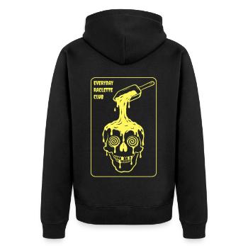 Everyday Raclette Club - Unisex Premium Bio Zip Hoodie - Schwarz - Hinten - Nico (187cm)