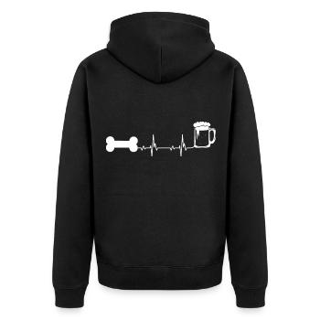 Heartbeat Beer and Dog - - Unisex Premium Organic Zip Hoodie - black - Back - Nico (187cm)